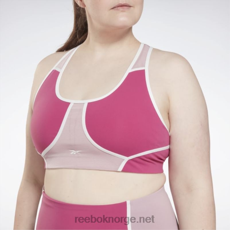 kvinner semi stolt rosa 2X42N804 Reebok lux racer vattert fargeblokkert BH (plus size) - Bilde 5
