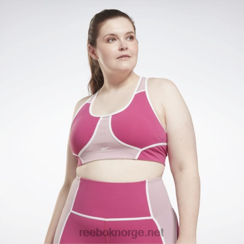 kvinner semi stolt rosa 2X42N804 Reebok lux racer vattert fargeblokkert BH (plus size) - Bilde 1