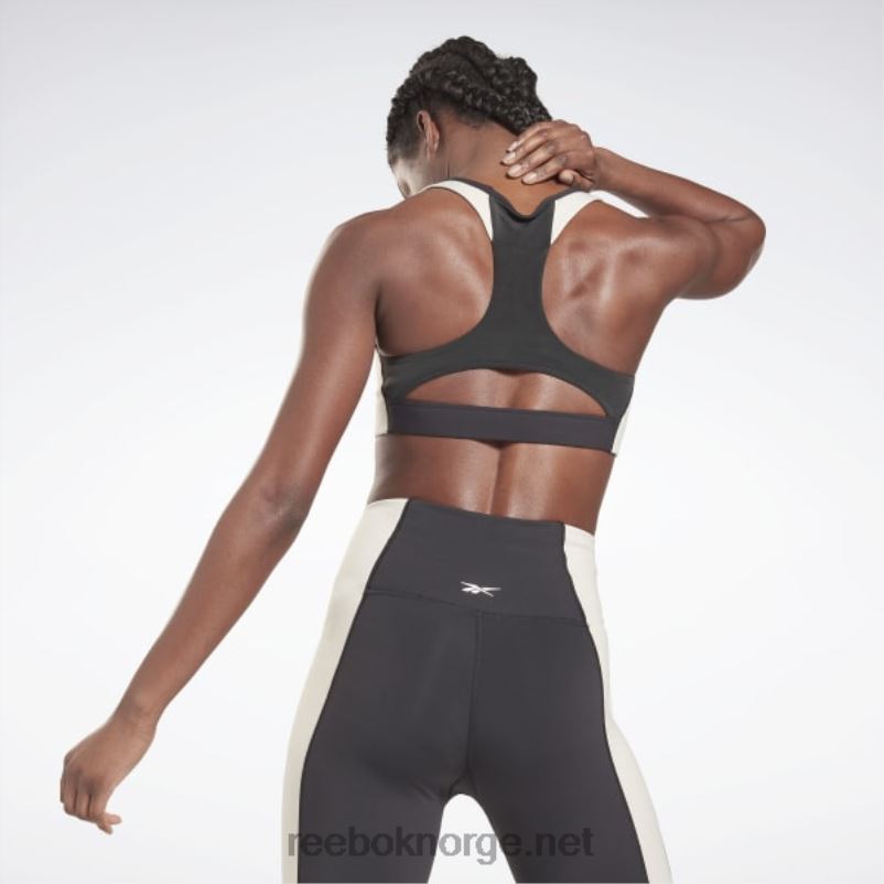 kvinner sort/stukk 2X42N605 Reebok lux racer-polstret colorblock sports-bh - Bilde 3