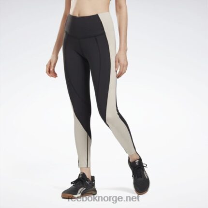 kvinner sort/stukk 2X42N613 Reebok lux high-rise colorblock leggings