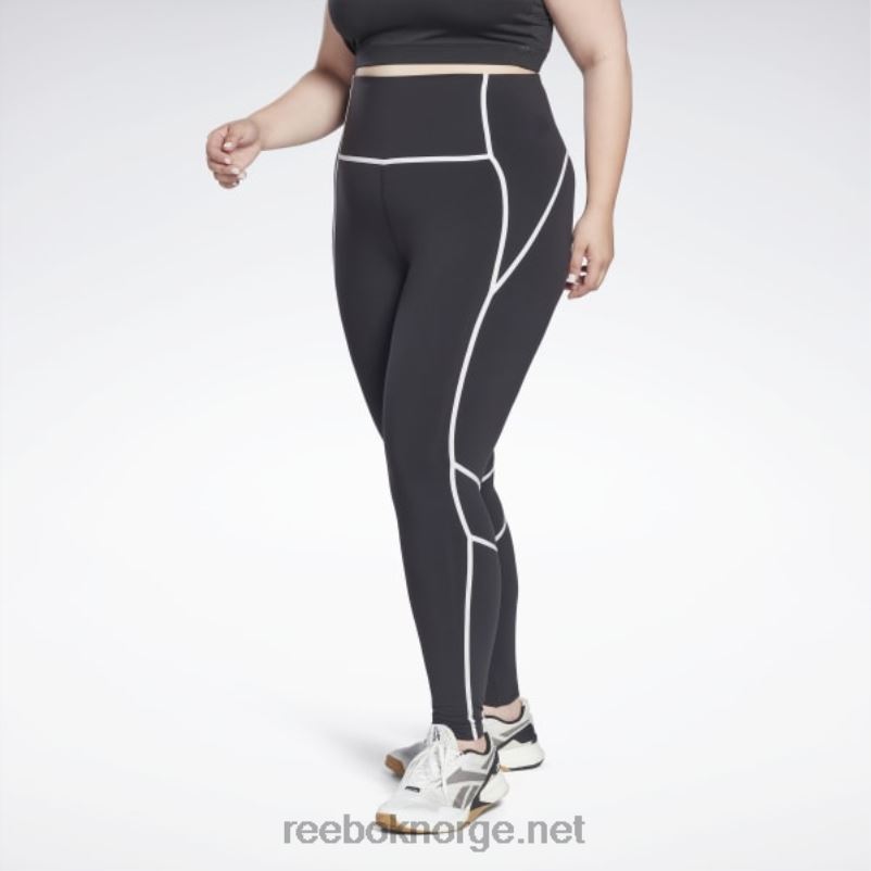 kvinner svart 2X42N636 Reebok lux fargeblokk-tights med høy midje (plus size) - Bilde 1