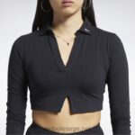 kvinner svart 2X42N669 Reebok klassisk langermet polo topp - Bilde 6
