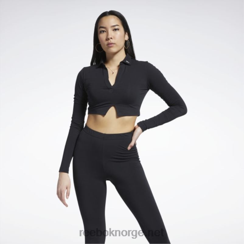 kvinner_svart_2x42n669_reebok_klassisk_langermet_polo_topp.jpg kvinner svart 2X42N669 Reebok klassisk langermet polo topp - Bilde 1