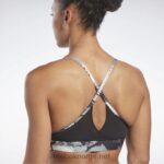 kvinner svart 2X42N715 Reebok lux strappy allover print fet bh - Bilde 5