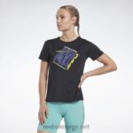 kvinner svart 2X42N766 Reebok les mills bodypump activchill atletisk t-skjorte