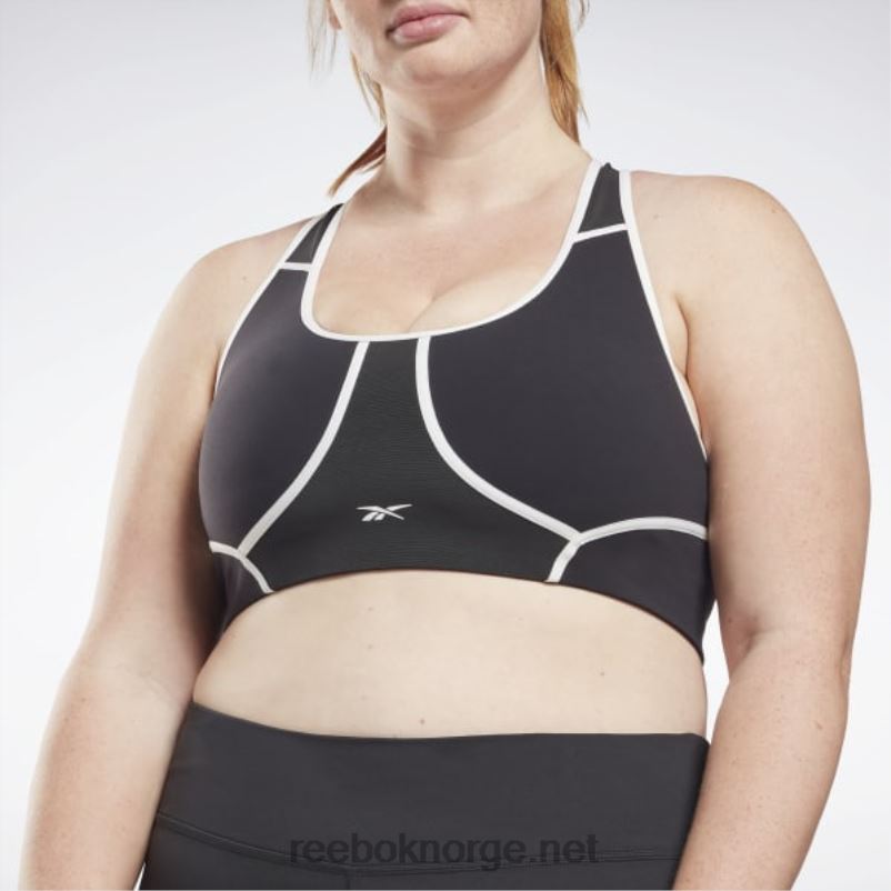 kvinner svart 2X42N769 Reebok lux racer vattert fargeblokkert BH (plus size) - Bilde 4