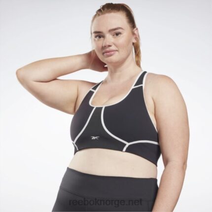kvinner svart 2X42N769 Reebok lux racer vattert fargeblokkert BH (plus size)