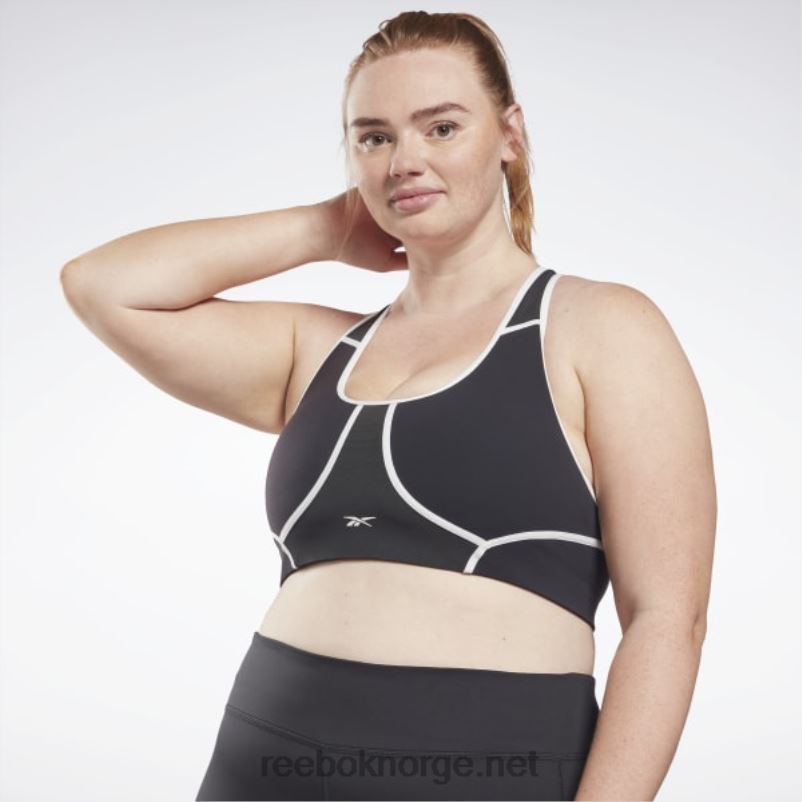 kvinner svart 2X42N769 Reebok lux racer vattert fargeblokkert BH (plus size) - Bilde 1