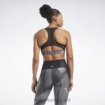 kvinner svart 2X42N791 Reebok lux perform racer-bh med all-over print - Bilde 3