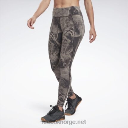 kvinner svart 2X42N795 Reebok lux jacquard leggings