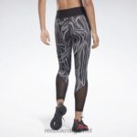 kvinner svart 2X42N852 Reebok lux perform mid-rise naturvokste tights - Bilde 4