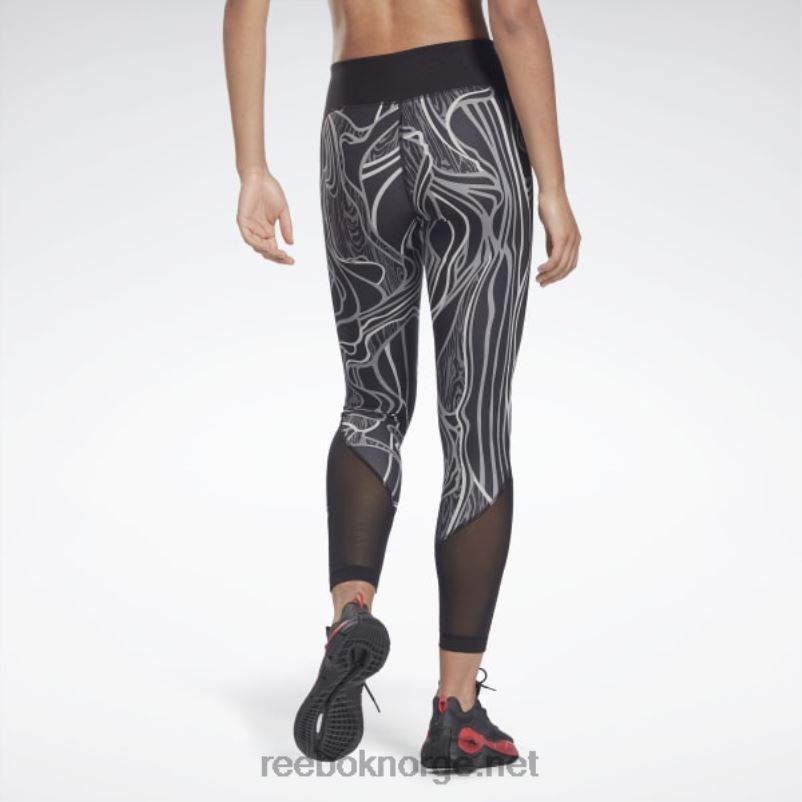 kvinner svart 2X42N852 Reebok lux perform mid-rise naturvokste tights - Bilde 4