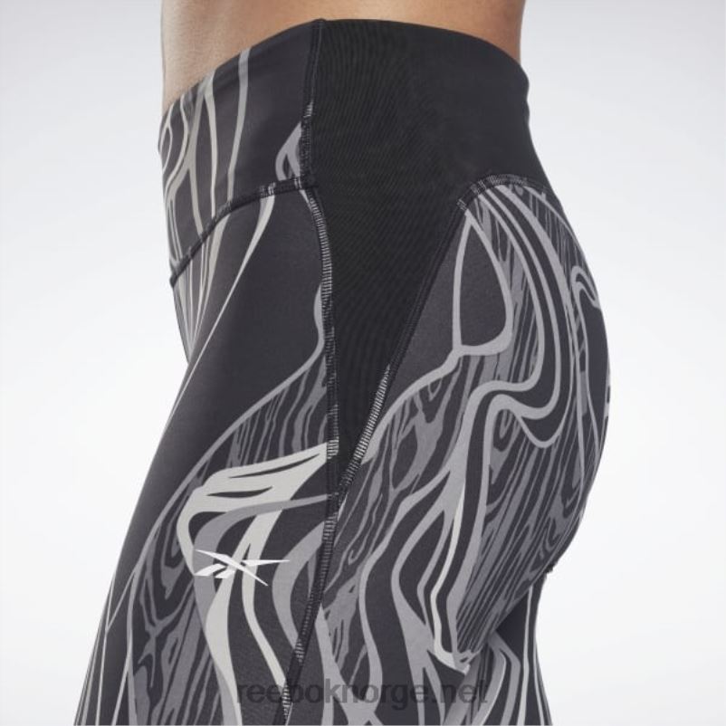 kvinner svart 2X42N852 Reebok lux perform mid-rise naturvokste tights - Bilde 5