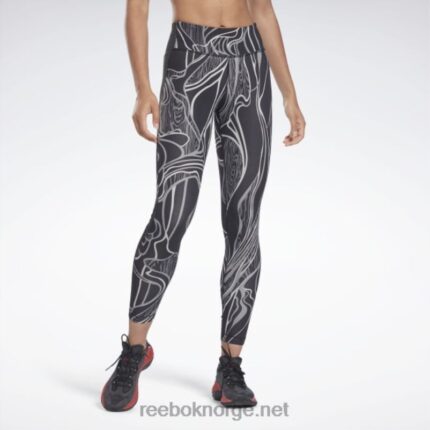 kvinner svart 2X42N852 Reebok lux perform mid-rise naturvokste tights