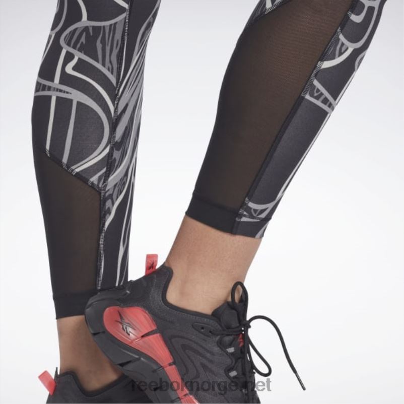 kvinner svart 2X42N852 Reebok lux perform mid-rise naturvokste tights - Bilde 6
