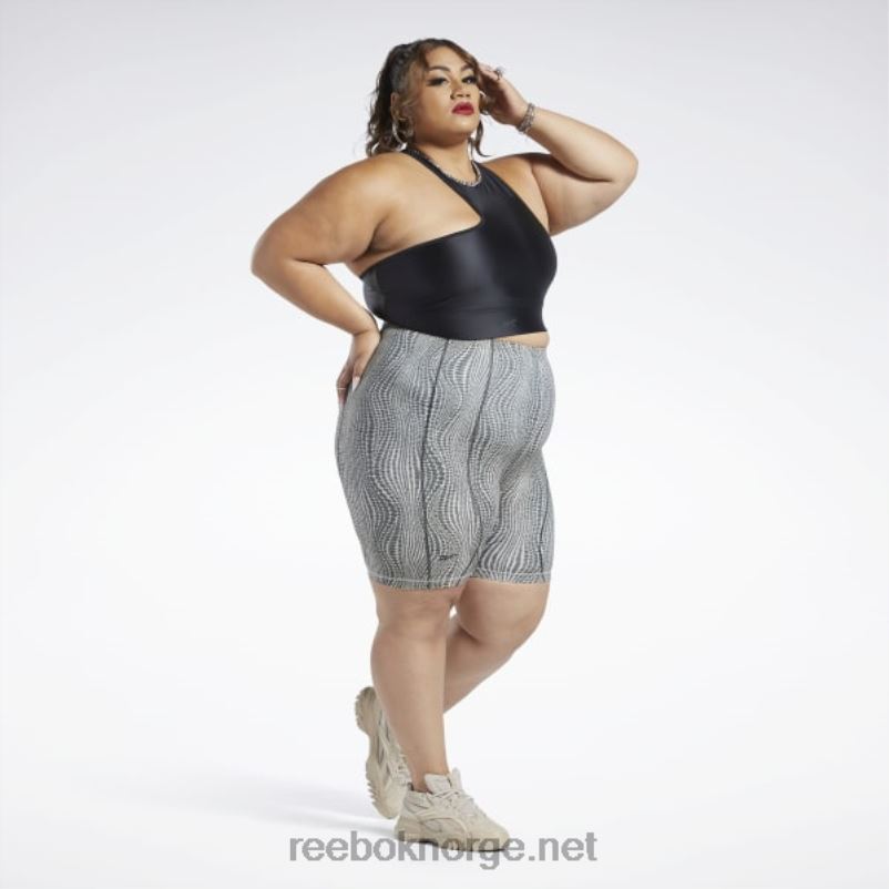 kvinner svart 2X42N950 Reebok cardi b en-skulder crop tank topp (plus size) - Bilde 3