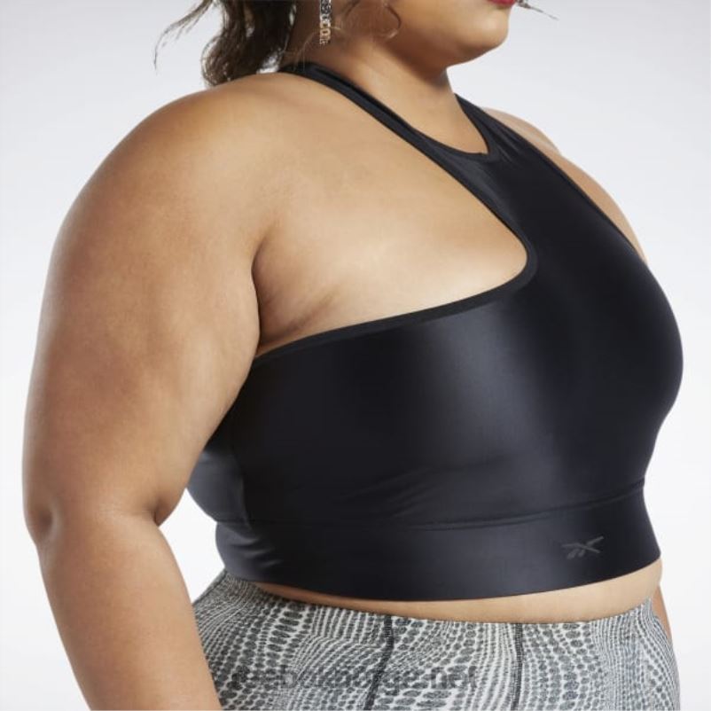 kvinner svart 2X42N950 Reebok cardi b en-skulder crop tank topp (plus size) - Bilde 5