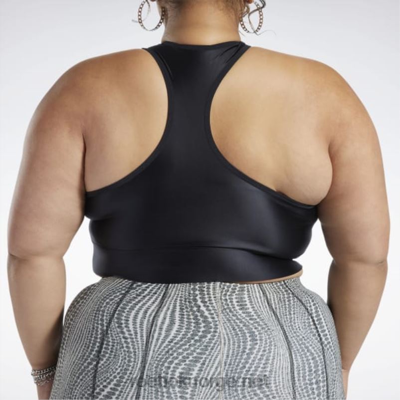kvinner svart 2X42N950 Reebok cardi b en-skulder crop tank topp (plus size) - Bilde 7