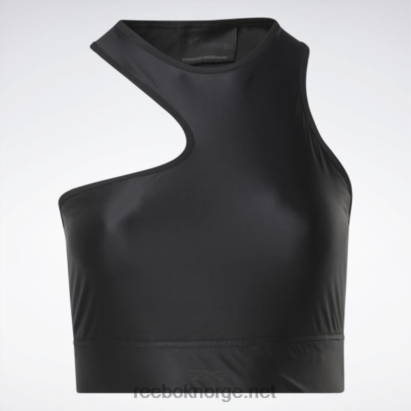 kvinner svart 2X42N950 Reebok cardi b en-skulder crop tank topp (plus size) - Bilde 9