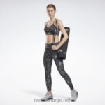 kvinner svart 2X42N962 Reebok treningsklare leggings med tryk - Bilde 2