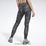 kvinner svart 2X42N962 Reebok treningsklare leggings med tryk - Bilde 3