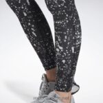 kvinner svart 2X42N962 Reebok treningsklare leggings med tryk - Bilde 4