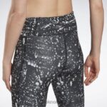 kvinner svart 2X42N962 Reebok treningsklare leggings med tryk - Bilde 5