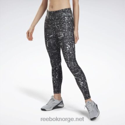 kvinner svart 2X42N962 Reebok treningsklare leggings med tryk