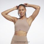 kvinner taupe 2X42N659 Reebok yoga lang linje sports-bh