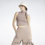 kvinner taupe 2X42N748 Reebok klassiske cropped fitted jersey tank top