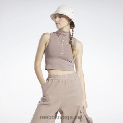 kvinner taupe 2X42N748 Reebok klassiske cropped fitted jersey tank top