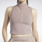 kvinner taupe 2X42N748 Reebok klassiske cropped fitted jersey tank top - Bilde 6