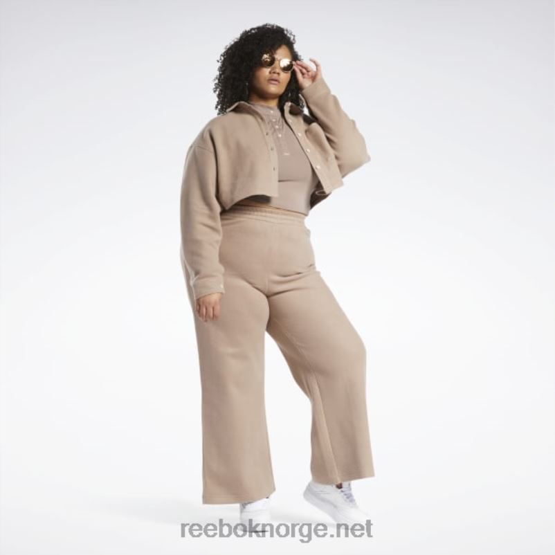 kvinner taupe 2X42N819 Reebok klassiske omvendt fleecebukser med brede ben (plus size) - Bilde 2