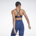 kvinner vektor marine 2X42N695 Reebok lux sports-bh med strappy naturvokst print - Bilde 3