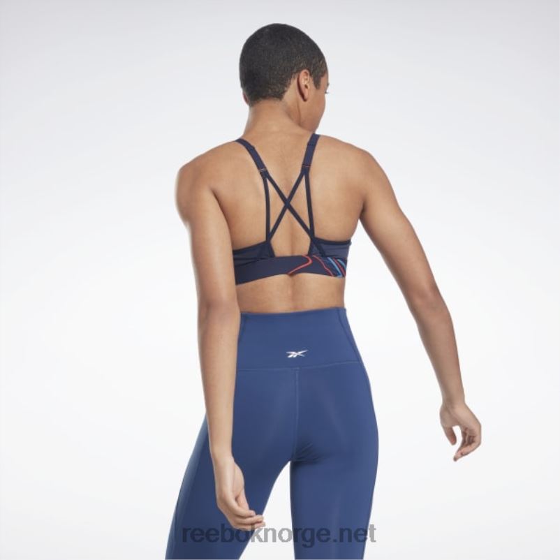 kvinner vektor marine 2X42N695 Reebok lux sports-bh med strappy naturvokst print - Bilde 3