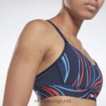 kvinner vektor marine 2X42N695 Reebok lux sports-bh med strappy naturvokst print - Bilde 4