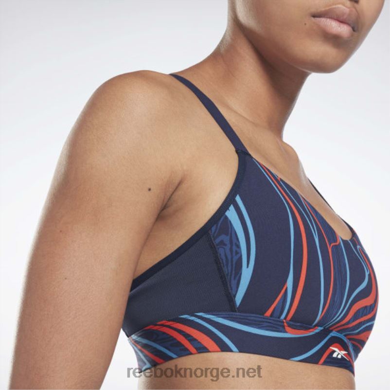 kvinner vektor marine 2X42N695 Reebok lux sports-bh med strappy naturvokst print - Bilde 4