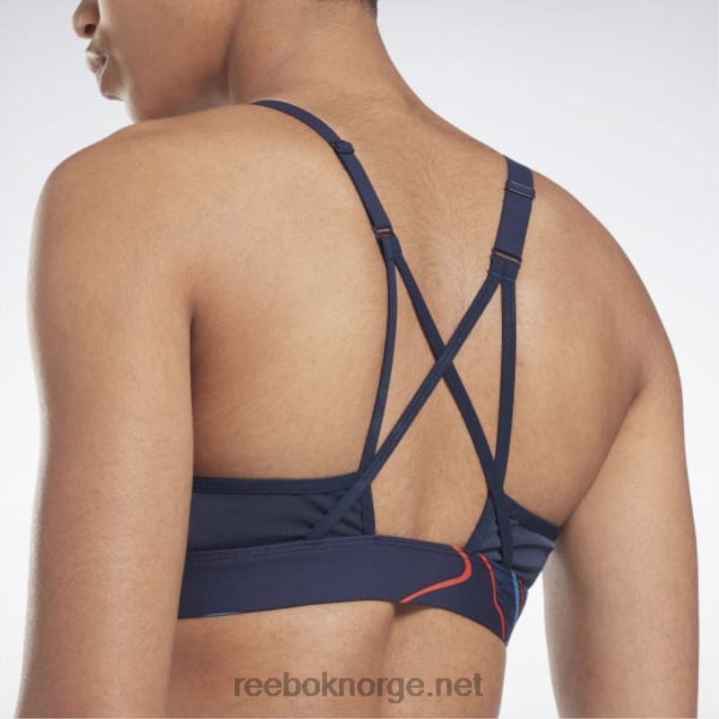 kvinner vektor marine 2X42N695 Reebok lux sports-bh med strappy naturvokst print - Bilde 5