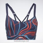 kvinner vektor marine 2X42N695 Reebok lux sports-bh med strappy naturvokst print - Bilde 6