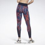 kvinner vektor marine 2X42N825 Reebok lux perform mid-rise naturvokste tights - Bilde 3