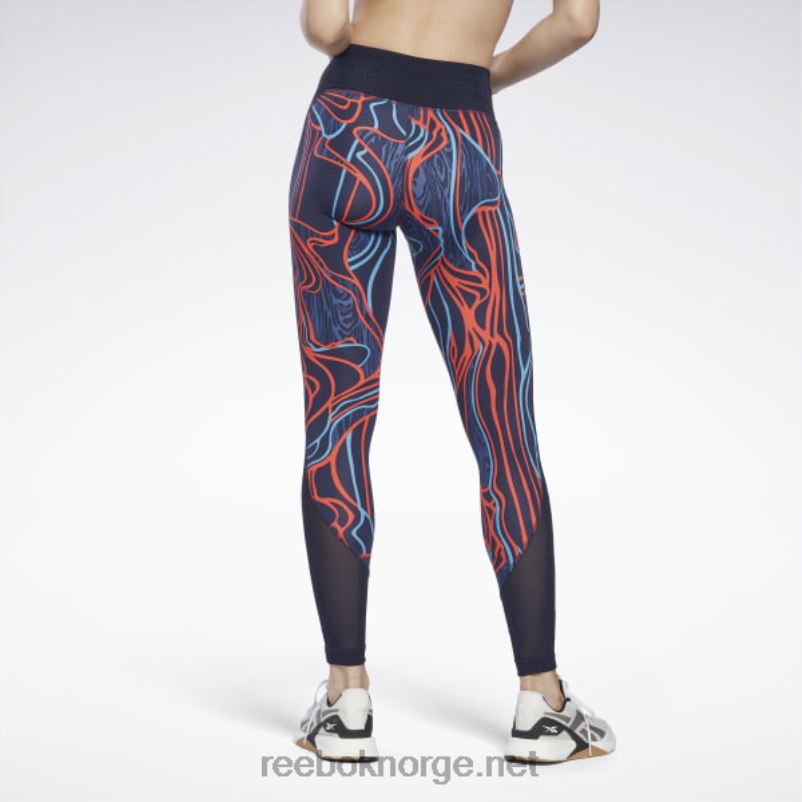 kvinner vektor marine 2X42N825 Reebok lux perform mid-rise naturvokste tights - Bilde 3