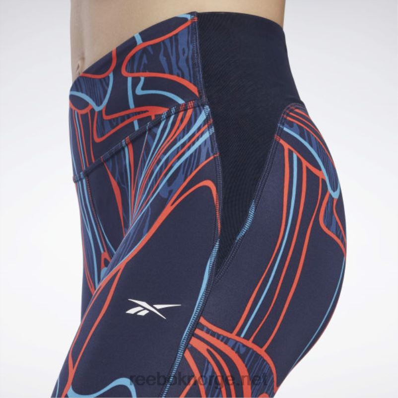 kvinner vektor marine 2X42N825 Reebok lux perform mid-rise naturvokste tights - Bilde 4