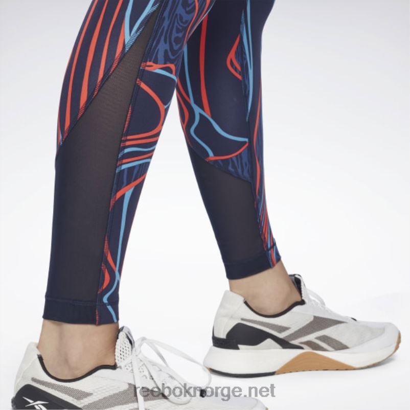 kvinner vektor marine 2X42N825 Reebok lux perform mid-rise naturvokste tights - Bilde 5