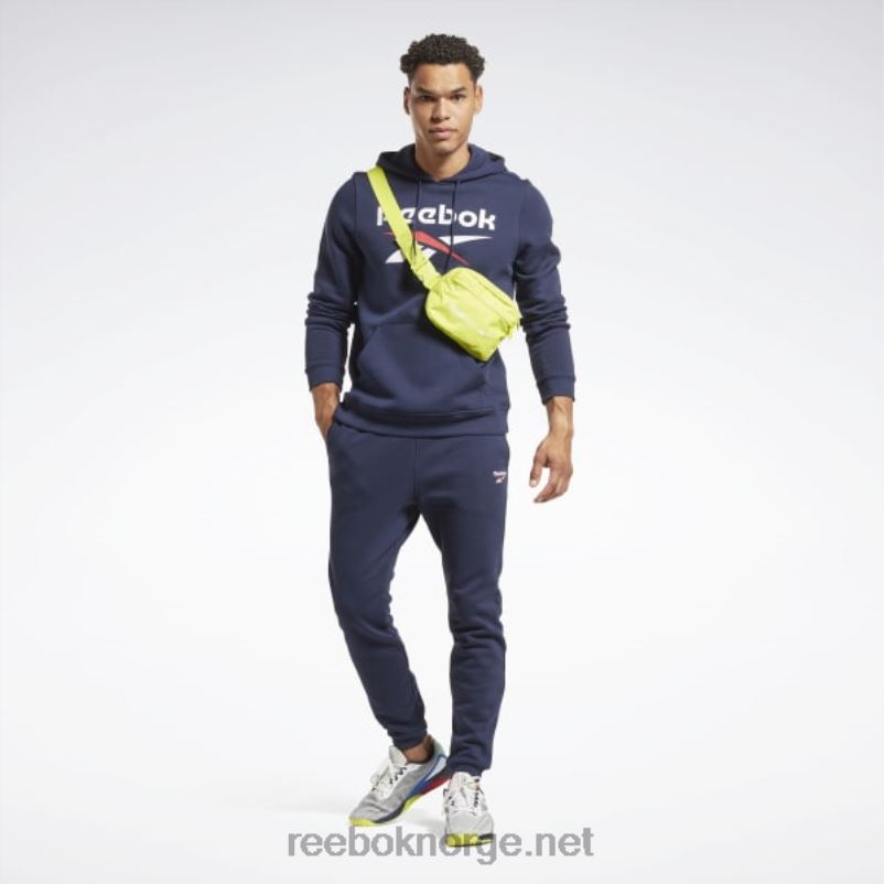 menn vektor marine 2X42N1175 Reebok identitetsfleece hettegenser med stablet logo-genser - Bilde 2