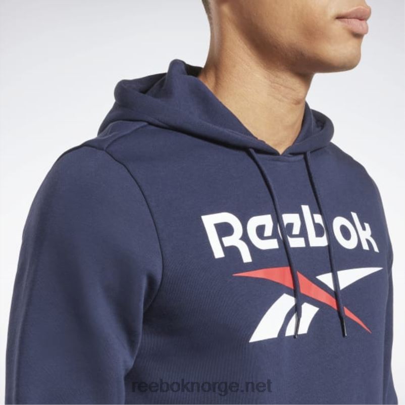 menn vektor marine 2X42N1175 Reebok identitetsfleece hettegenser med stablet logo-genser - Bilde 3