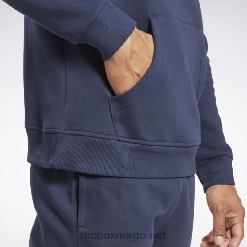 menn vektor marine 2X42N1175 Reebok identitetsfleece hettegenser med stablet logo-genser - Bilde 4