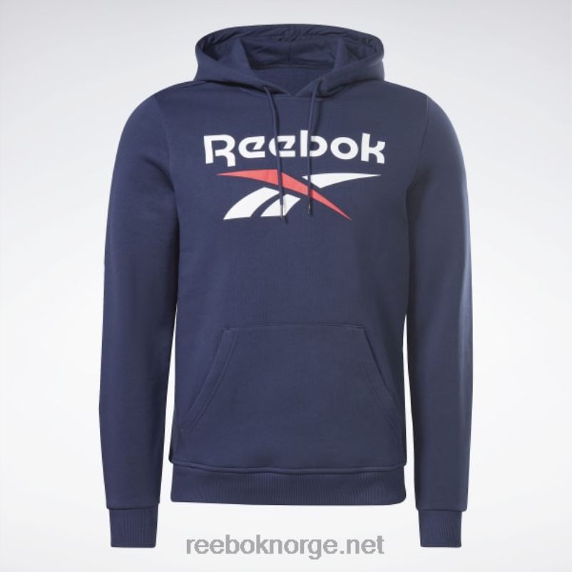 menn vektor marine 2X42N1175 Reebok identitetsfleece hettegenser med stablet logo-genser - Bilde 5