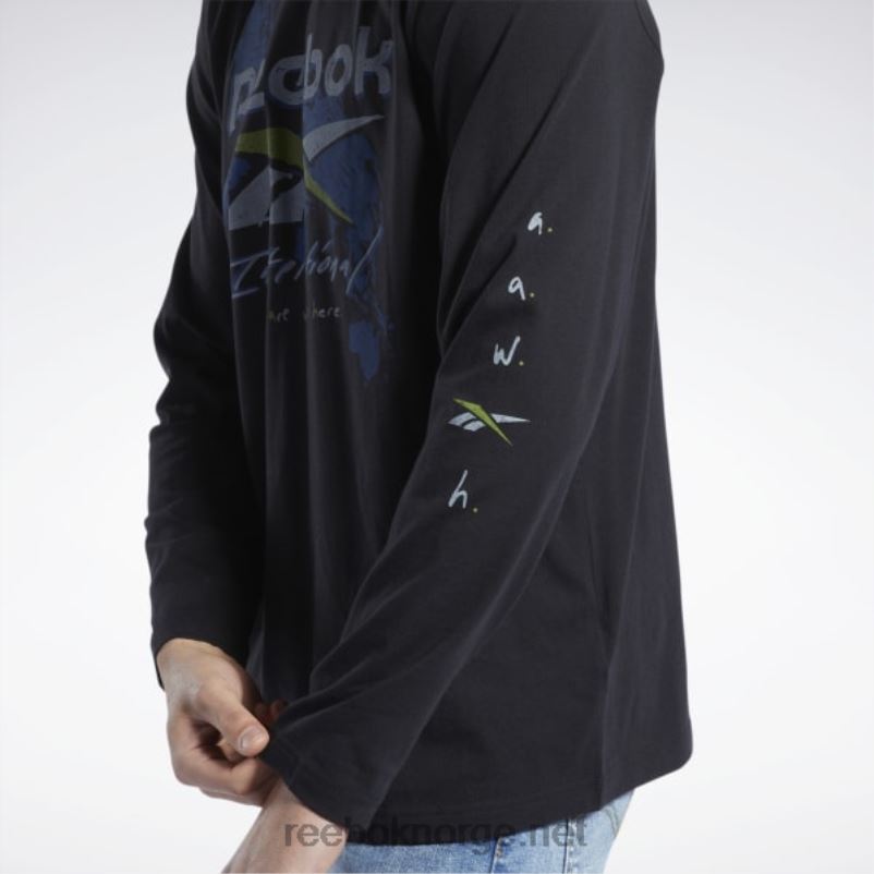 svart 2X42N441 Reebok grafisk serie før sesongen langermet t-skjorte - Bilde 5