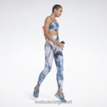 kvinner essensielt blått 2X42N873 Reebok lux sports-bh med reim med flytende abyss print - Bilde 3