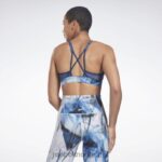 kvinner essensielt blått 2X42N873 Reebok lux sports-bh med reim med flytende abyss print - Bilde 4